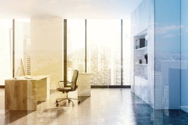 Modern beyaz CEO'su office tonda yan görünüm