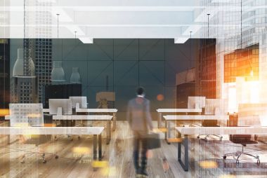 Beyaz ve siyah modern ofis, iş adamı