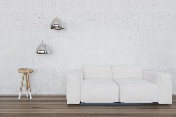 Salón blanco, sofá blanco — Foto de Stock