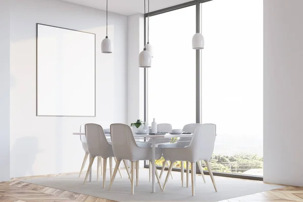 White minimalistic dining room corner poster — Stock Photo, Image