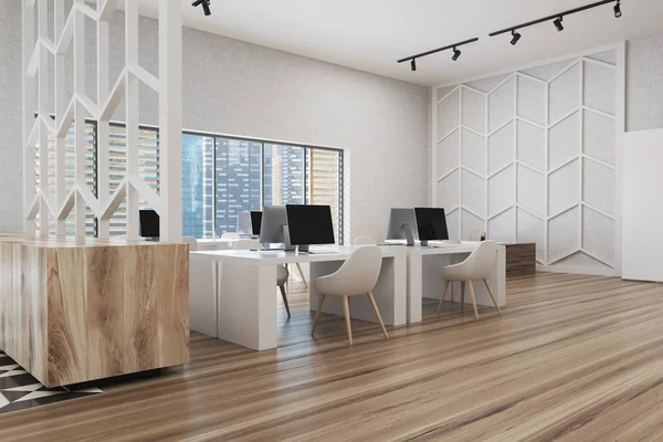 Modern white and wooden office corner