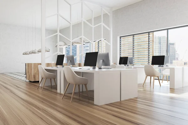 Modern white and wooden office corner pattern — Stock Photo, Image