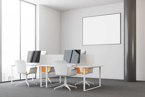 White modern open space office, poster side — Stock Photo, Image