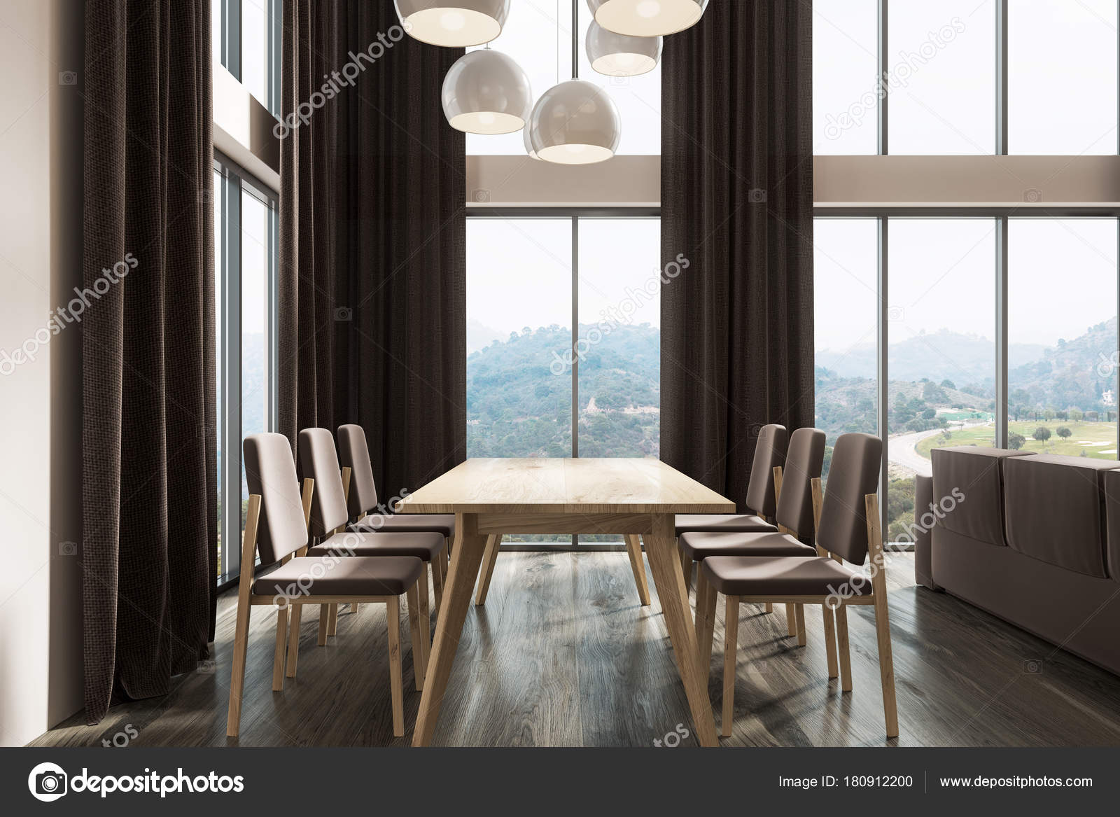 Witte eetkamer, zwarte gordijnen donkere kant — Stockfoto ... Witte eetkamer, zwarte gordijnen donkere kant — Stockfoto ...