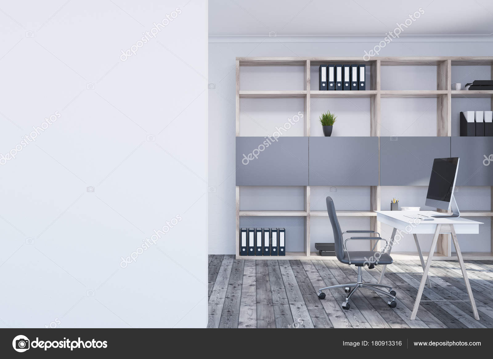 White Manager S Office Interior Wall Stock Photo