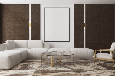 Mermer ve kahverengi oturma odası, poster