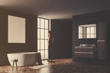 Banyo Köşe posteri siyah ve tuğla tonda