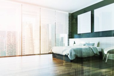 Siyah yatak köşe, iki posterler Çift Kişilik