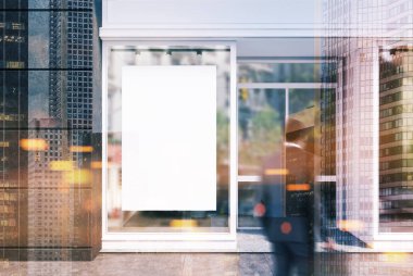 Gri ve beyaz kafe cephe, yakın kadar tonda poster