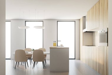 Ahşap ve beyaz mutfak iç