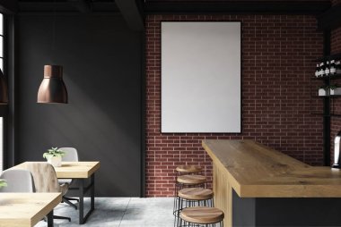 Siyah ve tuğla bar iç poster