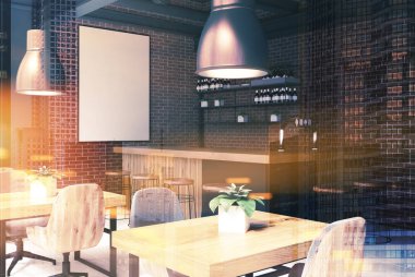 Black and brick bar interior poster side toned