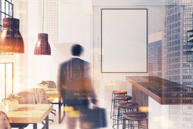 Beyaz ve tuğla bar iç poster toend