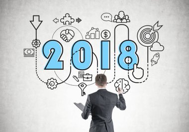 İşadamı bir marker, 2018 başlangıç kroki ile