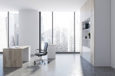 Modern beyaz CEO'su office yan görünüm