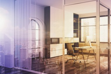 Tonda gri Yöneticisi s office köşe yan görünüm