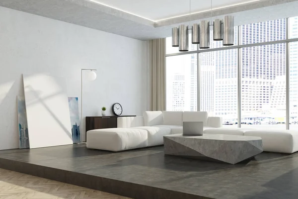 White panoramic living room corner poster — Stock Photo, Image