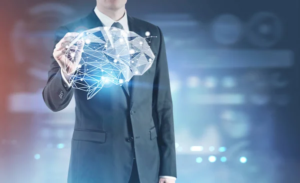 Glowing marker business, brain hologram — Stock Photo, Image