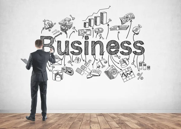 Homem de negócios desenho ícones de negócios — Fotografia de Stock