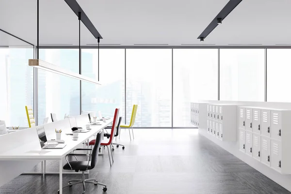 Panoramic open space office interior — Stock Photo, Image