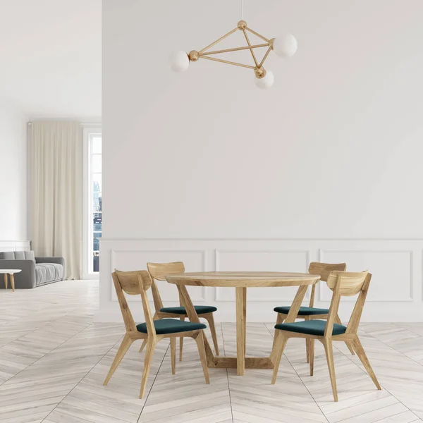 Witte houten stoelen, dining room, venster — Stockfoto