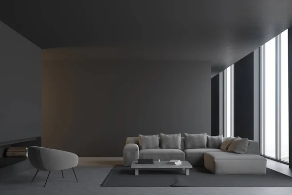 Интерьер гостиной серого цвета — стоковое фото