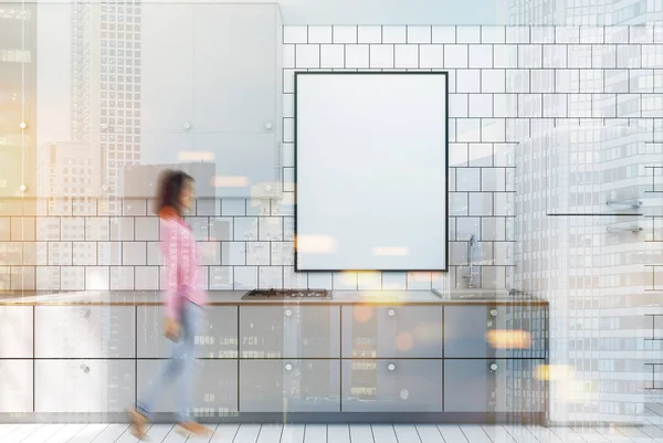 Cozinha em azulejo branco, poster tonificado — Fotografia de Stock