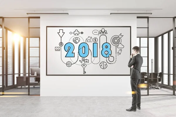 Nachdenklicher Geschäftsplan für 2018 — Stockfoto