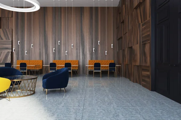 Sala de așteptare modernă de birou din lemn — Fotografie, imagine de stoc