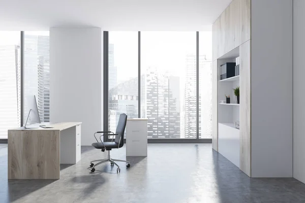 현대 흰색 Ceo 사무실, 측면 보기 — 스톡 사진
