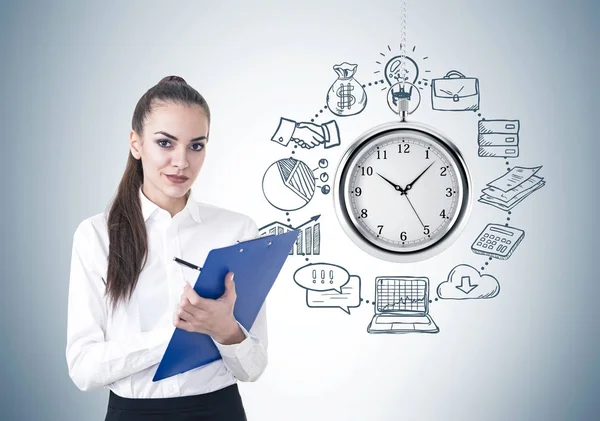 Young businesswoman writing, time management — Stock Photo, Image