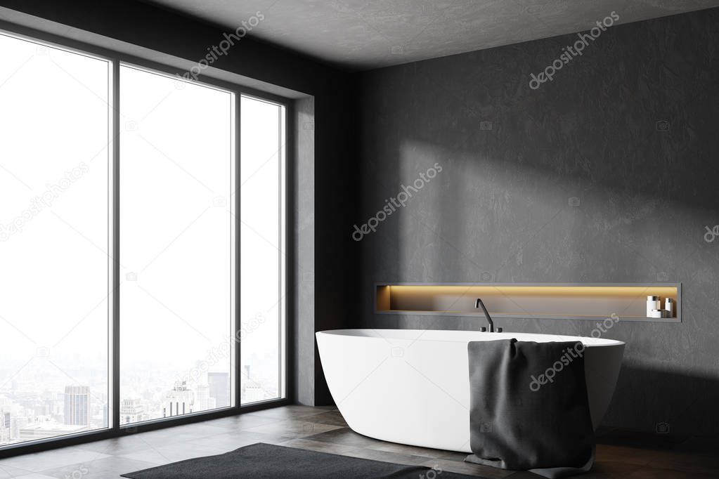 Black panoramic bathroom corner