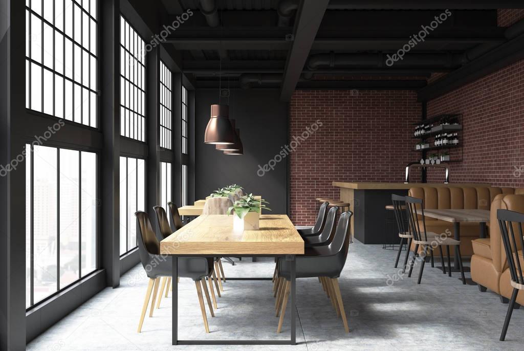 Black and brick cafe interior
