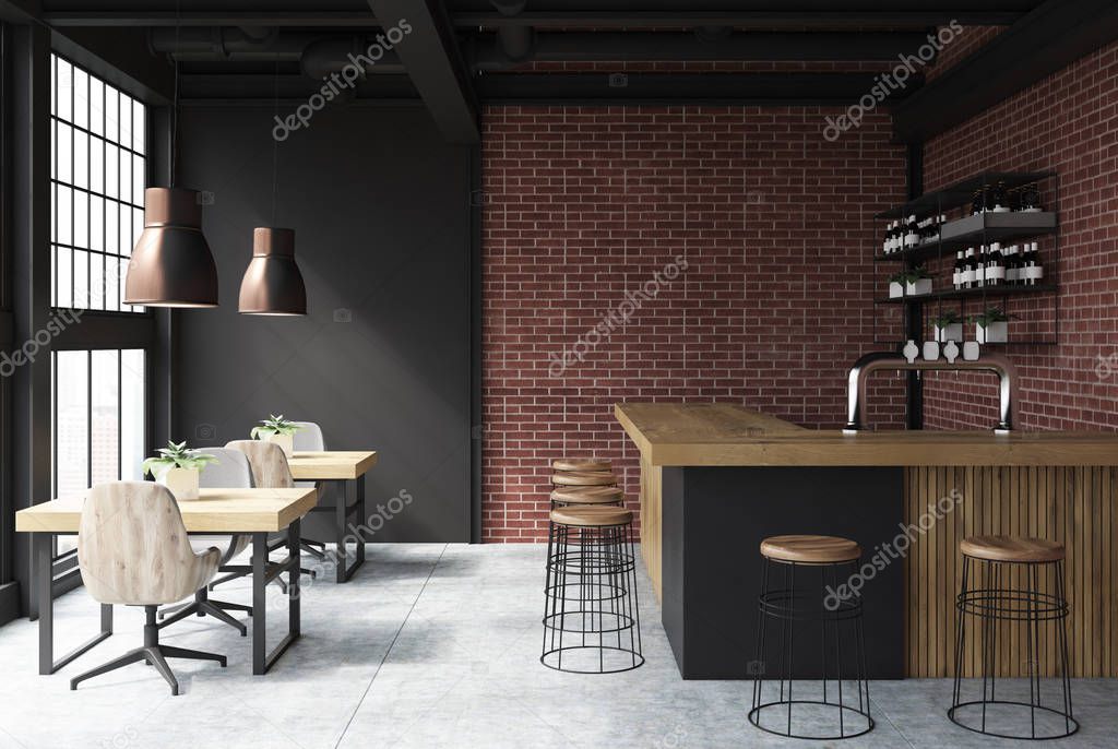 Black and brick bar interior — Stock Photo © denisismagilov 180912582