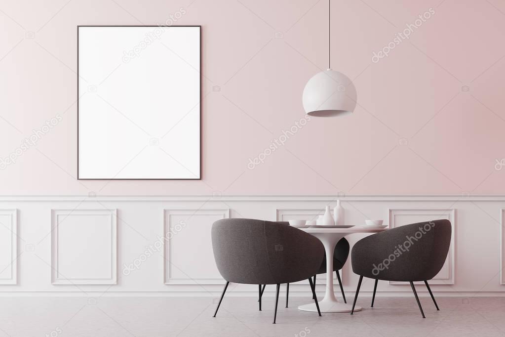 Pink minimalistic dining room