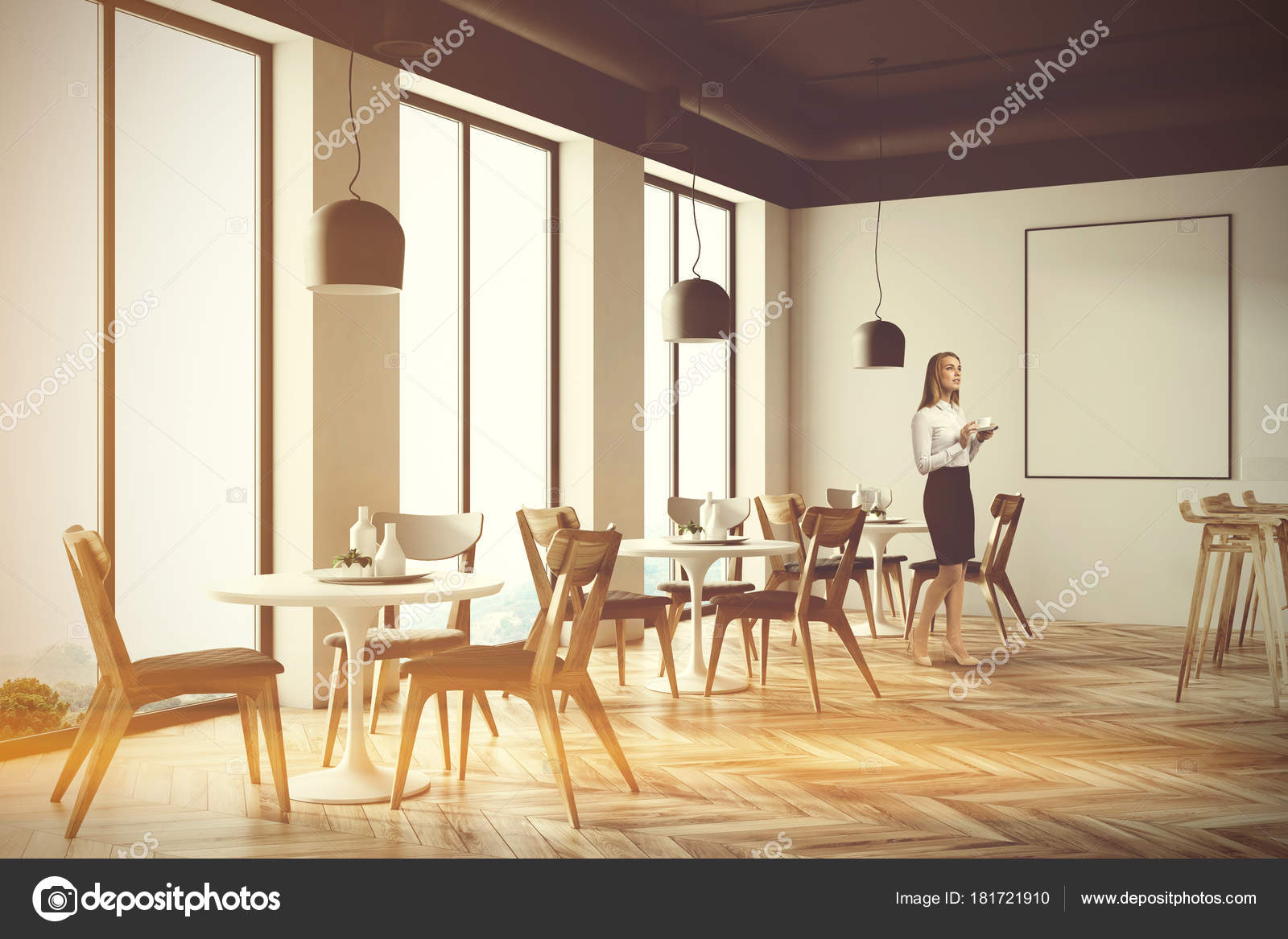 Loft Restaurant Corner Gray Chairs Toned Stock Photo