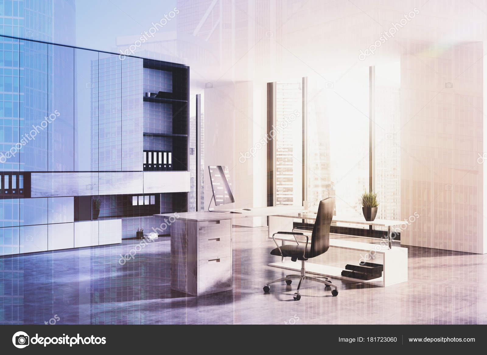 Ceo Office With A Bookcase Toned Stock Photo
