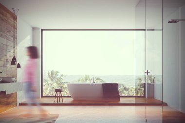 Panoramik gri banyo iç bulanıklık