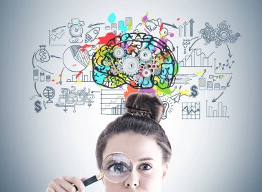 Büyüteç camı kadın, cog beyin