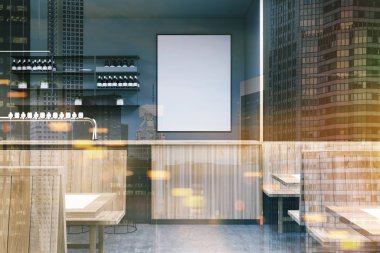 Gri bar iç yan görünüm, poster tonda