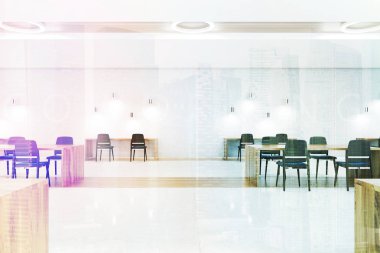 Beyaz ve ahşap tonda coworking