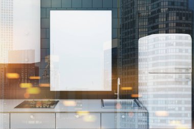 Siyah mutfak, yakın kadar tonda poster döşenir