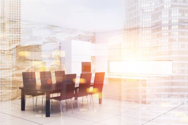 Beyaz ve tonda mermer mutfak köşesi