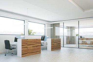 Ahşap ve beyaz ofis köşe