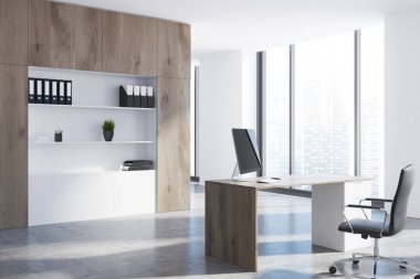 Koyu ahşap CEO'su office yan