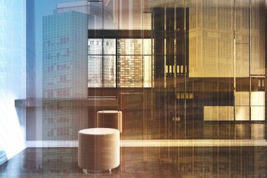 Cam ofis bekleme alanı gri masaları tonda