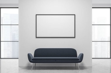 Boş beyaz loft, gri li, poster