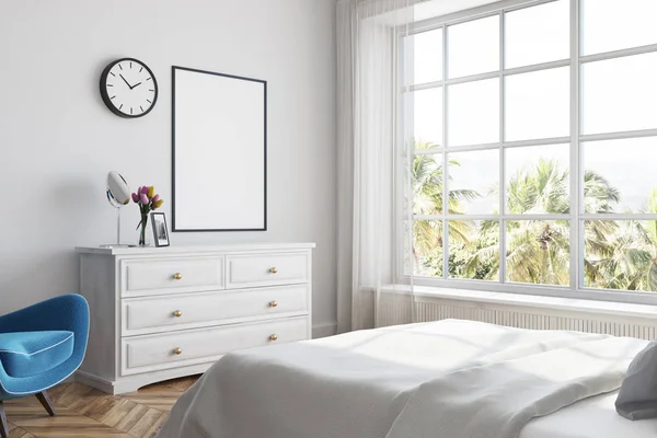 Vita sovrum hörnet, affisch, dresser — Stockfoto