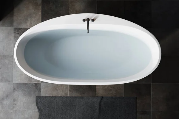 Zwarte badkamer witte tub bovenaanzicht — Stockfoto
