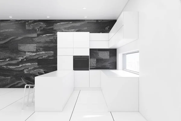 Wit en zwart marmeren keuken — Stockfoto